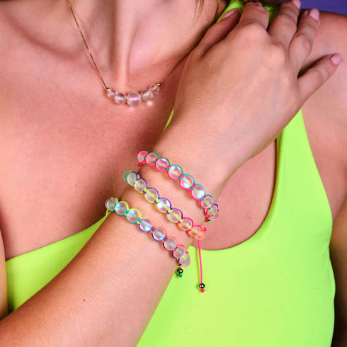 Spectre | Arc-en-ciel blanc | Argent | Bracelet Charmballa Verre Sirène